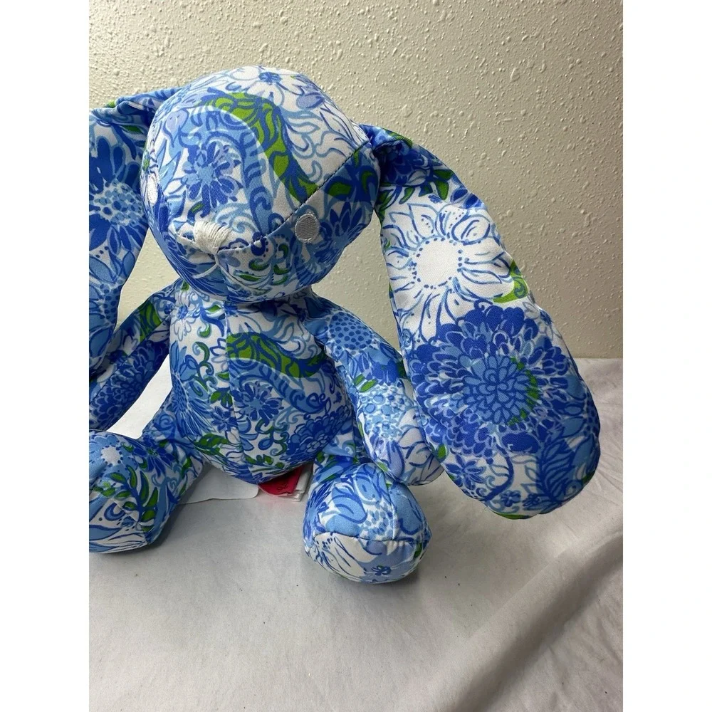 Lilly Pulitzer Frenchie Blue Suns Out Bunny Rabbit Plush Stuffed Animal Cotton